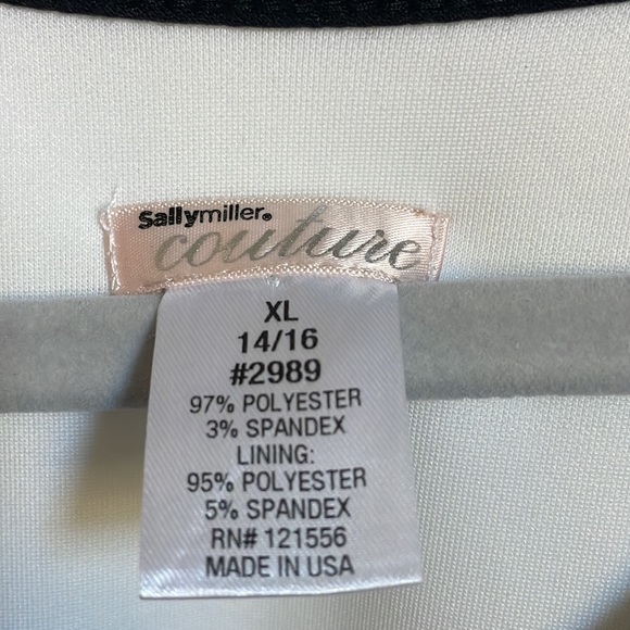 White Sally Miller dress with black trim accents - Picture 3 of 4